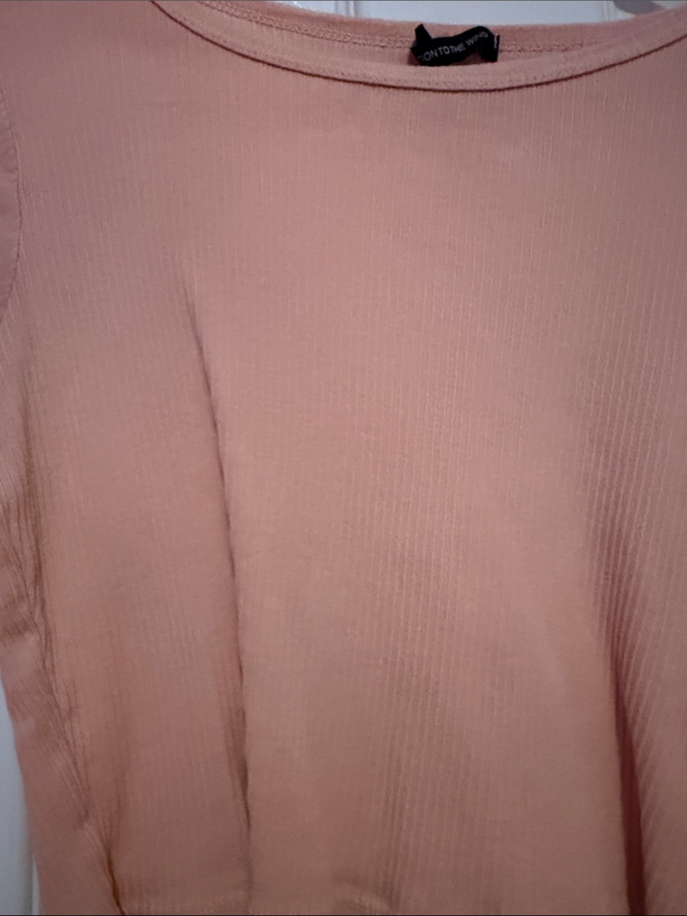 Caution To The Wind Peach Ribbed Short Sleeve Crop Top - Picture 2 of 4